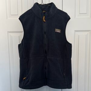 L.L. Bean Black Vest with Fleece Material and Stand-Up Collar